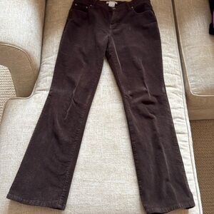Chocolate brown corduroy pants.